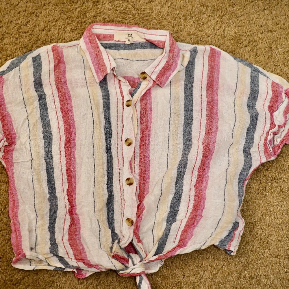 Cropped Striped Button Up